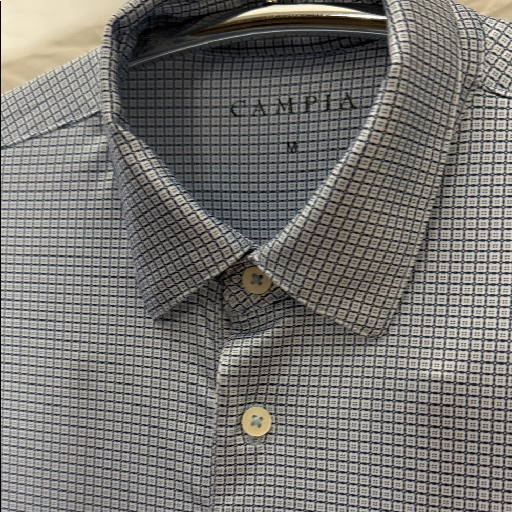 Men's Light Blue Micro-Pattern Performance Polo - image 3